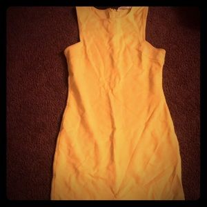 Fitted skinny yellow cotton dress